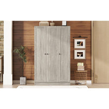 Carregar imagem no visualizador da galeria, 3-Door Shutter Wardrobe with shelves, Gray
