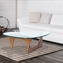 Load image into Gallery viewer, Light walnut Triangle coffee table Wood Base for living room
