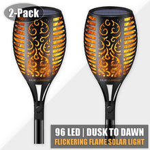 Load image into Gallery viewer, SolaFlame® | 96LED Flickering Flame Outdoor Solar Light | Dusk to Dawn | 2-Pack
