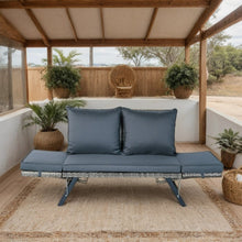 Load image into Gallery viewer, 1 PCS Patio Wicker Side Foldable Bench Patio Backyard Conversation Bench Grey Wicker + Dark Grey Cushion
