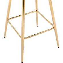 Carregar imagem no visualizador da galeria, 26 Inch Set of 2 Bar Stools, with Chrome Footrest and Base Velvet + Golden Leg Simple Bar Stool, GRAY
