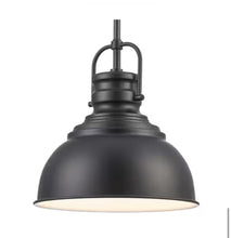Load image into Gallery viewer, Home Decorators Collection Shelston 10 in. 1-Light Black Farmhouse Pendant Light Fixture with Metal Shade
