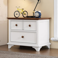 Cargar imagen en el visor de la galería, 3 Pieces Wooden Captain Bedroom Set Full Bed with Trundle, Nightstand and Dresser, White + Walnut
