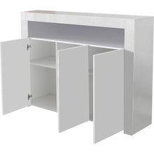 Cargar imagen en el visor de la galería, Living Room Sideboard Storage Cabinet Black High Gloss with LED Light, Modern Kitchen Unit Cupboard Buffet Wooden Storage Display Cabinet TV Stand with 3 Doors for Hallway Dining Room
