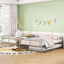Load image into Gallery viewer, Full XL Over Queen Metal Bunk Bed with Trundle, Silver
