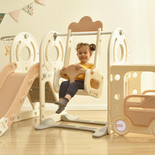 Load image into Gallery viewer, Kids Swing-N-Slide with Bus Play Structure, Freestanding Bus Toy with Slide&amp;Swing for Toddlers, Bus Slide Set with Basketball Hoop
