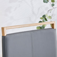 Load image into Gallery viewer, White stone burning tabletop with rubber wooden legs, foldable computer desk, foldable office desk, Modern PU leather high back cushion side chair with wood grain metal legs.
