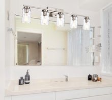 Load image into Gallery viewer, Vanity Lights for Bathroom 5 Light Sconces Vanity Light Fixture Modern Brushed Nickel Wall Mount Lighting with Clear Hammered Shade, Wall Lights for B
