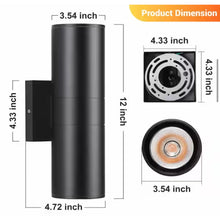 Carregar imagem no visualizador da galeria, Aluminum 12- Watt Equivalent Integrated LED Black Cylinder Wall Sconce Indoor/Outdoor Wall Pack Light, 2700K (4-Pack
