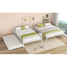 Load image into Gallery viewer, Full XL Over Queen Metal Bunk Bed with Twin Size Trundle, White
