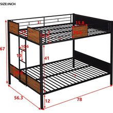 Load image into Gallery viewer, Full-over-full bunk bed modern style steel frame bunk bed with safety rail, built-in ladder for bedroom, dorm, boys, girls, adults
