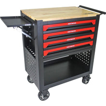 Load image into Gallery viewer, 4 DRAWERS MULTIFUNCTIONAL TOOL CART WITH TOOL SET AND WOODEN TOP
