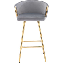 Carregar imagem no visualizador da galeria, 26 Inch Set of 2 Bar Stools, with Chrome Footrest and Base Velvet + Golden Leg Simple Bar Stool, GRAY
