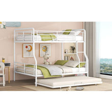 Load image into Gallery viewer, Full XL Over Queen Metal Bunk Bed with Twin Size Trundle, White
