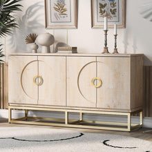 Load image into Gallery viewer, Four-Door Metal Handle Storage Cabinet, Adjustable Shelves, Suitable for Corridor, Entrance, Living Room, Study
