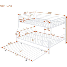 Load image into Gallery viewer, Full XL Over Queen Metal Bunk Bed with Twin Size Trundle, White
