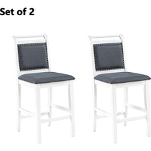 Load image into Gallery viewer, 3-Piece Wood Counter Height Drop Leaf Dining Table Set with 2 Upholstered Dining Chairs for Small Place, White+Gray
