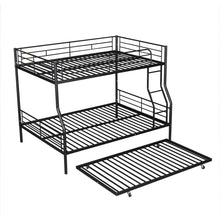 Load image into Gallery viewer, Full XL Over Queen Metal Bunk Bed with Trundle, Black
