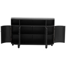 Load image into Gallery viewer, Curved Design Storage Cabinet made of Fraxinus Mandschuric Solid Wood Veneer, Featuring Four Doors and Adjustable Shelves, Suitable for Corridors, Entrances and Study.
