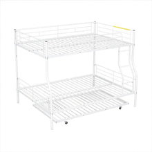Load image into Gallery viewer, Full XL Over Queen Metal Bunk Bed with Trundle, White
