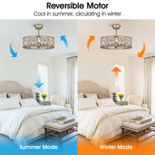 Load image into Gallery viewer, 25&quot; Modern Downrod Mount Crystal Fandelier with Lighting and Remote Control
