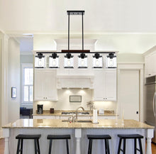 Load image into Gallery viewer, TULUCE 6 Light Farmhouse Chandelier Lighting Vintage Pendant Lighting Clear Glass Shade Flush Mount Lighting Fixture Black Pendant Lamp for Entryways,
