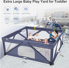 Carregar imagem no visualizador da galeria, Foldable Baby Gate Playpen, 71&quot;x71&quot;(35 sq. ft Space), Extra Large Playards for Toddler, Kids Activity Center for Home Travel
