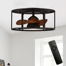 Load image into Gallery viewer, 20&quot; Kanpur Industrial Flush Mount Reversible Ceiling Fan with LED Lighting and Remote Control
