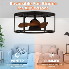 Load image into Gallery viewer, 20&quot; Kanpur Industrial Flush Mount Reversible Ceiling Fan with LED Lighting and Remote Control
