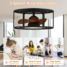 Load image into Gallery viewer, 20&quot; Kanpur Industrial Flush Mount Reversible Ceiling Fan with LED Lighting and Remote Control
