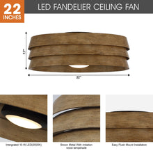 Load image into Gallery viewer, 22&quot; Farmhouse Flush Mount Reversible Ceiling Fan with LED Lighting and Remote Control
