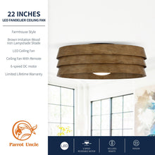 Load image into Gallery viewer, 22&quot; Farmhouse Flush Mount Reversible Ceiling Fan with LED Lighting and Remote Control
