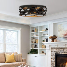 Load image into Gallery viewer, 21&quot; Ahmedabad Industrial DC Motor Flush Mount Reversible Ceiling Fan with LED Lighting and Remote Control
