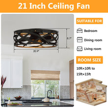 Load image into Gallery viewer, 21&quot; Ahmedabad Industrial DC Motor Flush Mount Reversible Ceiling Fan with LED Lighting and Remote Control
