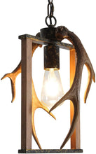 Carregar imagem no visualizador da galeria, ALOYSIANS Small Deer Antler Lamp Imitation Wood Chandeliers FarmhouseSquare Antler Chandelier 1-Light 8.7&quot;W*14.8&quot;H Kitchen Lights Pendant Light Fixture
