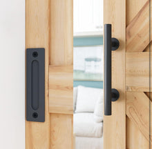 Load image into Gallery viewer, SMARTSTANDARD 10 FT Heavy Duty Sturdy Sliding Barn Door Hardware Kit, Black, (Whole Set includes 1x Pull Handle Set &amp; 1x Floor Guide) Fit 60&quot; Wide Door
