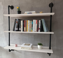 Load image into Gallery viewer, HDDFER Floating Bookshelf Shelves Industrial Pipe Shelving Pipe Shelves Rustic White Wall Shelves 36 Inch Farmhouse Book Shelves for Kitchen Bar,Bathr
