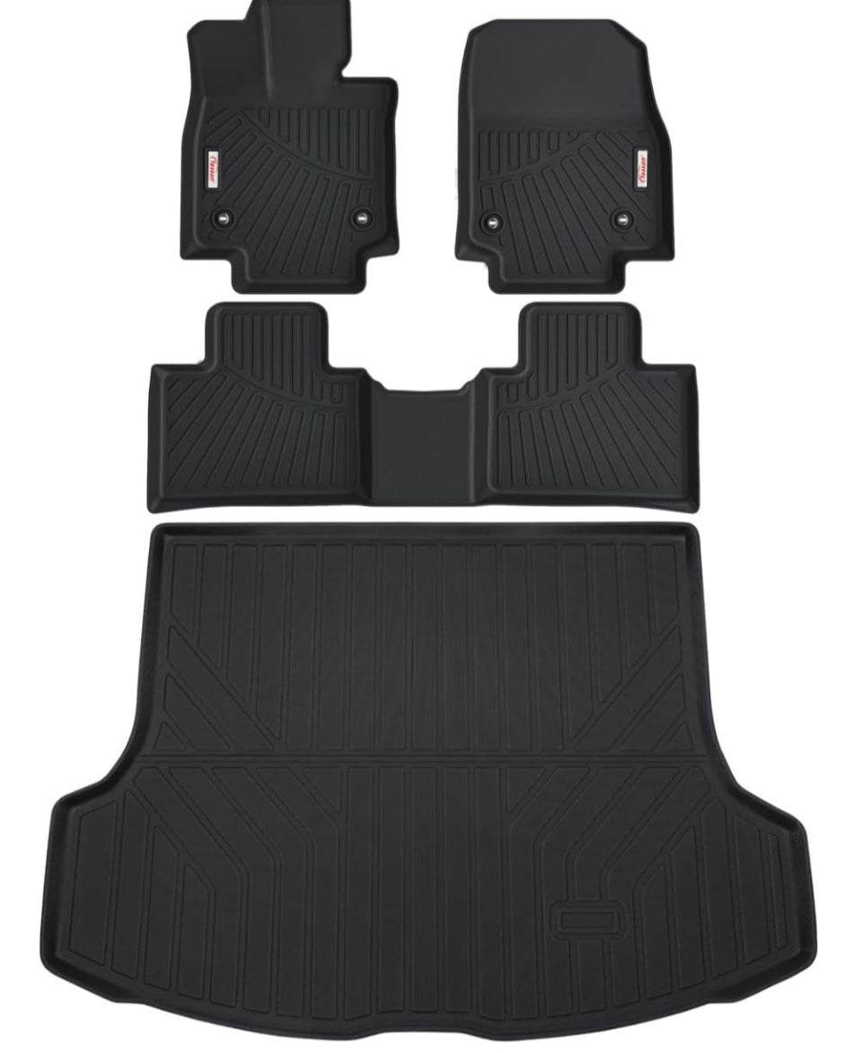 TESSON Black Floor Mats 2 Row Liners Set & Cargo Liners Custom Fit for 2023 2024 Lexus RX350/RX350h/RX500h(RX All Models),All Weather Waterproof TPE R