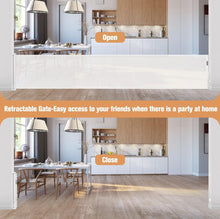 Load image into Gallery viewer, BETERTEK 155 Inch Extra Wide Retractable Baby Gates Extra Wide Baby Gate for Large Openings Extra Long Baby Gate Indoor Extra Large Baby Gate Retractable
