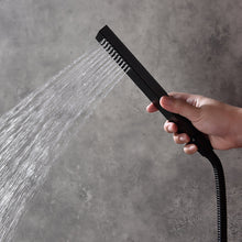 Cargar imagen en el visor de la galería, 12-inch or 16-inch Wall Mount Matte Black Rain Shower Head with Thermostatic Faucet and Tub Spout - Immerse in a Blissful Shower Experience
