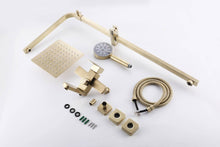 Load image into Gallery viewer, Luxury Brushed Gold 3-Function Exposed Shower Set with Handheld Shower and Tub Spout
