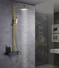 Carregar imagem no visualizador da galeria, Gold Thermostatic Shower Set with Digital Display, Hand Shower, Tub Spout - 3 Functions
