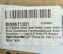 Carregar imagem no visualizador da galeria, ALOYSIANS Small Deer Antler Lamp Imitation Wood Chandeliers FarmhouseSquare Antler Chandelier 1-Light 8.7&quot;W*14.8&quot;H Kitchen Lights Pendant Light Fixture
