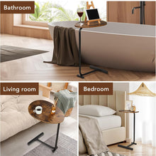 Carregar imagem no visualizador da galeria, C-Shaped End Table, Round Couch Table for Living Room, Side Table for Bedroom, C Table with Metal Frame for Couch, Sofa, Bedside and Tv Tray, Rustic B

