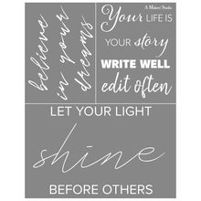 Cargar imagen en el visor de la galería, Believe Quotes - Mesh Stencil 8.5 x 11
