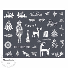 Cargar imagen en el visor de la galería, Christmas Folk Art - Mesh Stencil 8.5x11
