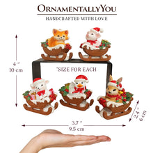 Load image into Gallery viewer, Christmas Critters Animals on Sleighs Set of Five Figurines, 5&quot; Tabletop Holiday Animal Decor with Bunny, Piglet, Duckling, Lamb, and Fox
