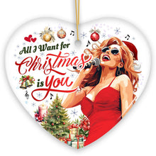 Carregar imagem no visualizador da galeria, All I Want for Christmas is You Elegant Artistic Musical Christmas Ornament, Classic Tree Decoration

