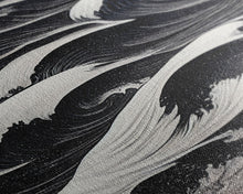 Carregar imagem no visualizador da galeria, Black and White Tidal Waves, Japanese Style Art, Framed Canvas Print, Ready To Hang Framed Wall Art, Living Room Wall Decor
