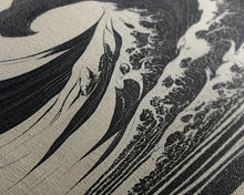 Carregar imagem no visualizador da galeria, Black and White Tsunami Waves, Japanese Style Art, Framed Canvas Print, Ready To Hang Framed Wall Art, Living Room Wall Decor
